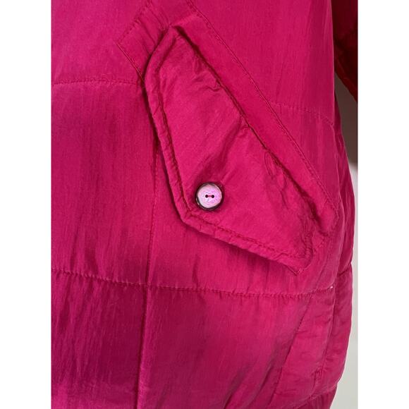 Clio VTG Puffer Coat Lightweight Size M Pink Silk Barbie Dopamine Colorful - Picture 8 of 12